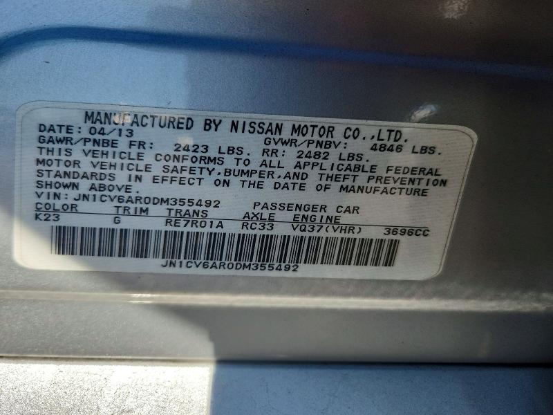 56457336 :رقم المزاد ، JN1CV6AR0DM355492 vin ، 2013 Infiniti G37 Sedan مزاد بيع