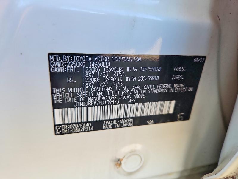 55533066 :رقم المزاد ، JTMDJREV7HD139473 vin ، 2017 Toyota Rav4 Hv مزاد بيع