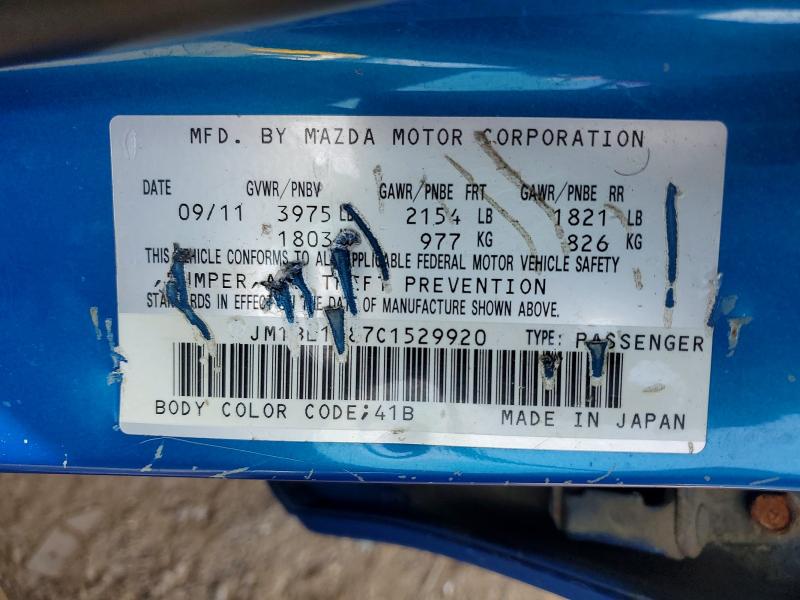 Aukcja sprzedaży 2012 Mazda 3, vin: JM1BL1V87C1529920, numer aukcji: 56443886
