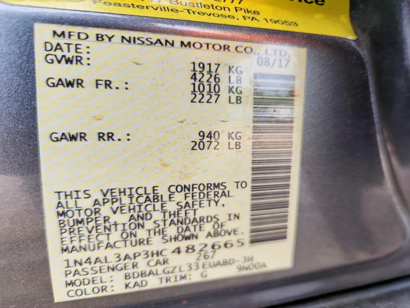 56518336 :رقم المزاد ، 1N4AL3AP3HC482665 vin ، 2017 Nissan Altima مزاد بيع