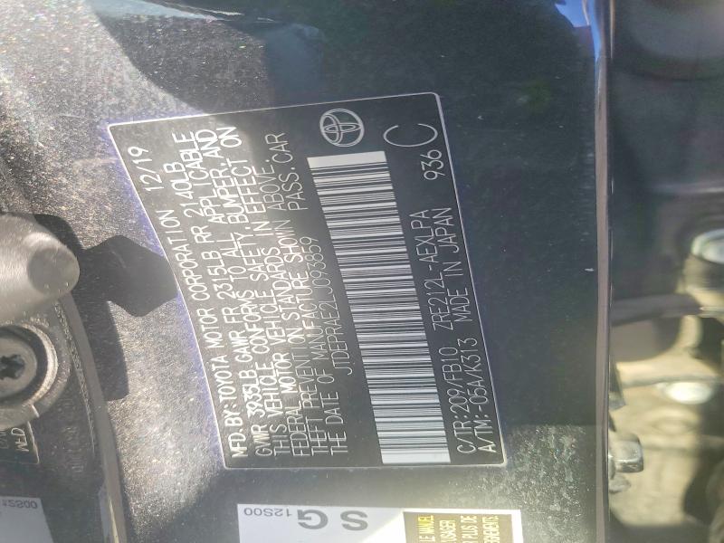 55449296 :رقم المزاد ، JTDEPRAE2LJ093859 vin ، 2020 Toyota Corolla مزاد بيع