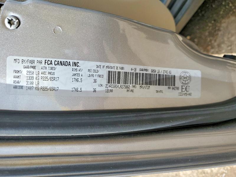 Aukcja sprzedaży 2018 Dodge Grand Caravan, vin: 2C4RDGBG4JR275862, numer aukcji: 57584906