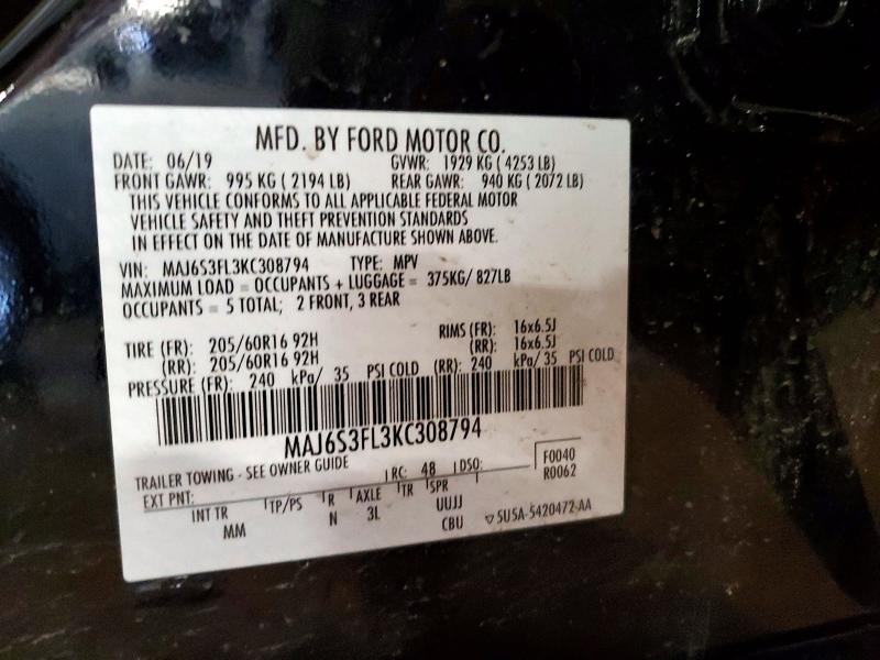 Aukcja sprzedaży 2019 Ford Ecosport, vin: MAJ6S3FL3KC308794, numer aukcji: 55789016