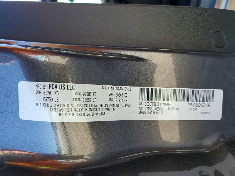 2015 Fiat 500 მანქანა იყიდება აუქციონზე, vin: 3C3CFFGE5FT749795, აუქციონის ნომერი: 57930416