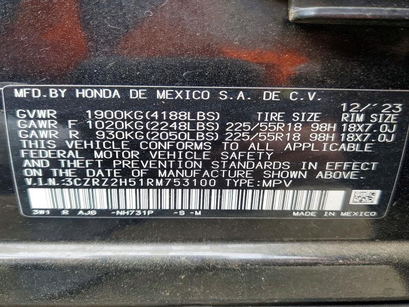 Aukcja sprzedaży 2024 Honda Hr-v, vin: 3CZRZ2H51RM753100, numer aukcji: 58291226