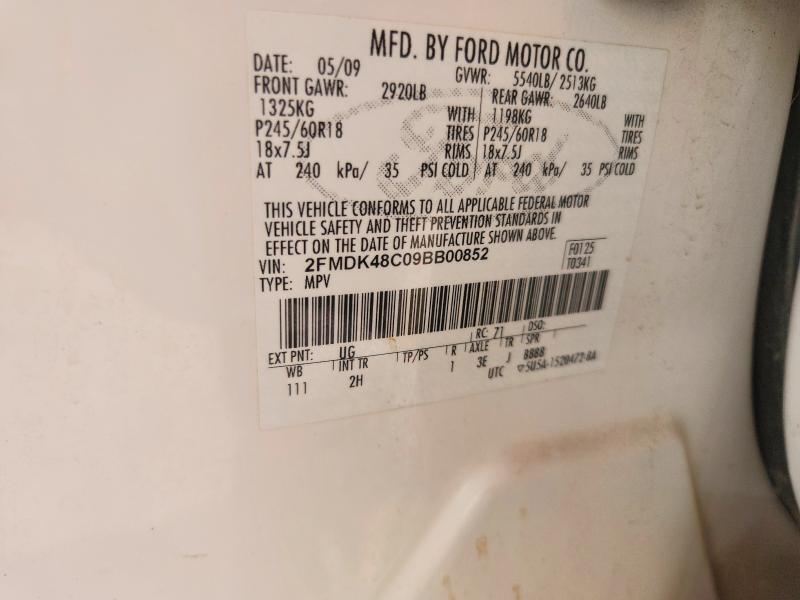 56655286 :رقم المزاد ، 2FMDK48C09BB00852 vin ، 2009 Ford Edge مزاد بيع