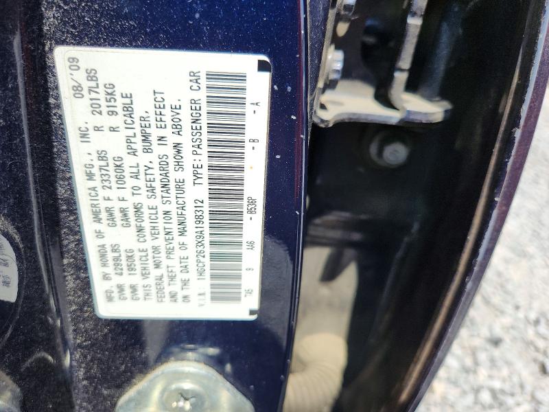 Продажа на аукционе авто 2009 Honda Accord, vin: 1HGCP263X9A198312, номер лота: 56994706