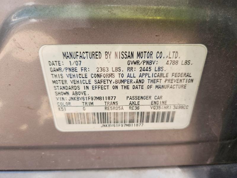 Aukcja sprzedaży 2007 Infiniti G35, vin: JNKBV61F97M811877, numer aukcji: 55095576