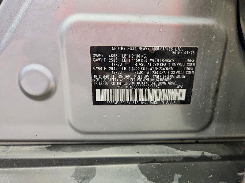 Aukcja sprzedaży 2015 Subaru Outback, vin: 4S4BSBCC0F3288657, numer aukcji: 56758176
