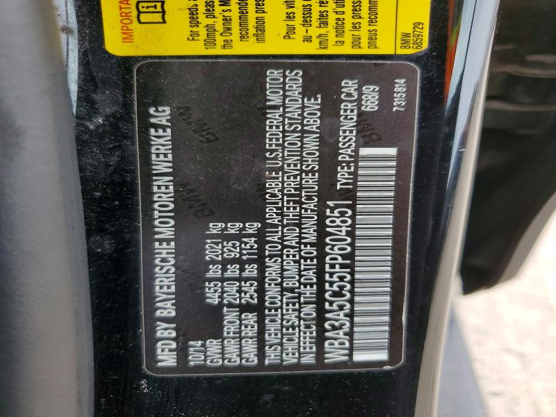 Продажа на аукционе авто 2015 Bmw 328, vin: WBA3A5C55FP604851, номер лота: 57385296