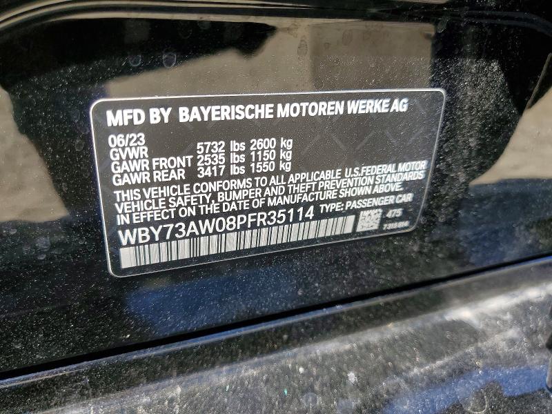 2023 Bmw I4 მანქანა იყიდება აუქციონზე, vin: WBY73AW08PFR35114, აუქციონის ნომერი: 57494176
