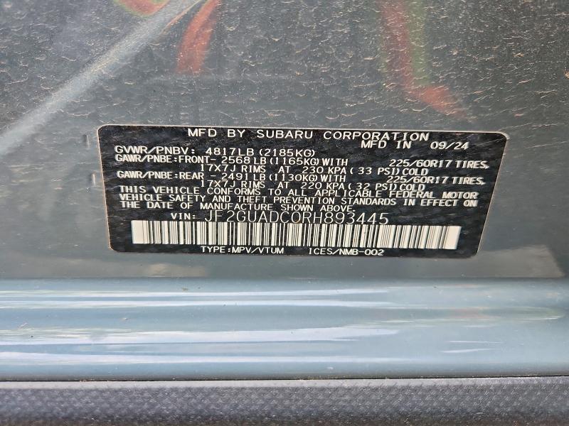 Aukcja sprzedaży 2024 Subaru Crosstrek, vin: JF2GUADC0RH893445, numer aukcji: 55265006