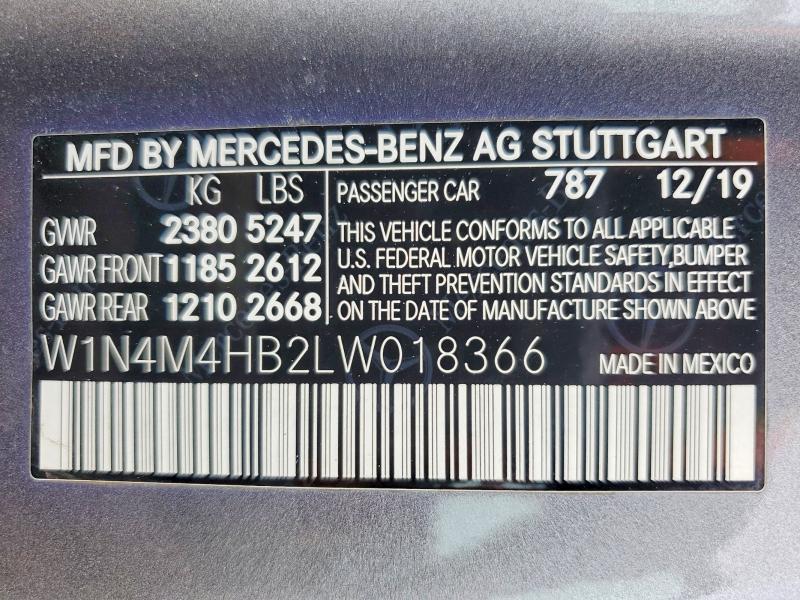 2020 Mercedes-benz Glb მანქანა იყიდება აუქციონზე, vin: W1N4M4HB2LW018366, აუქციონის ნომერი: 56133526