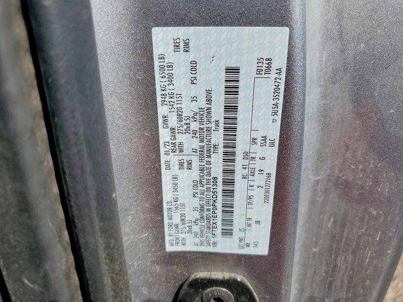 2023 Ford F150 მანქანა იყიდება აუქციონზე, vin: 1FTEX1EP0PKD51308, აუქციონის ნომერი: 55314766