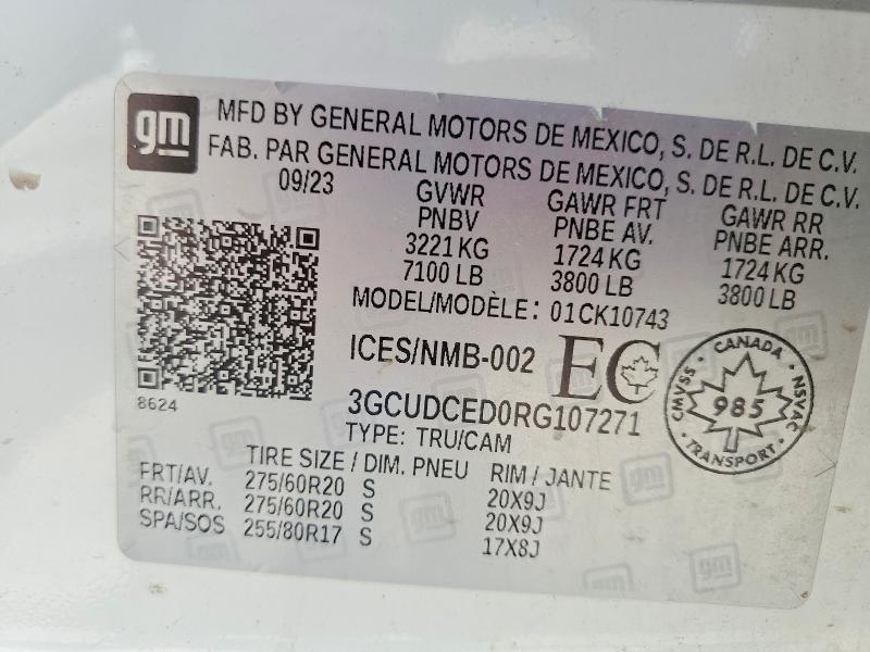 Aukcja sprzedaży 2024 Chevrolet Silverado, vin: 3GCUDCED0RG107271, numer aukcji: 56599956