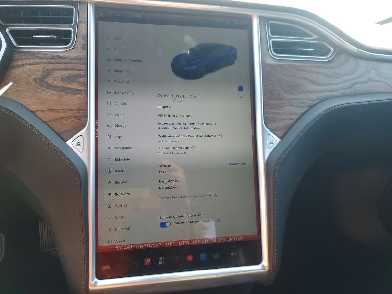 Продаж на аукціоні авто 2017 Tesla Model S, vin: 5YJSA1E17HF217247, номер лоту: 57862576