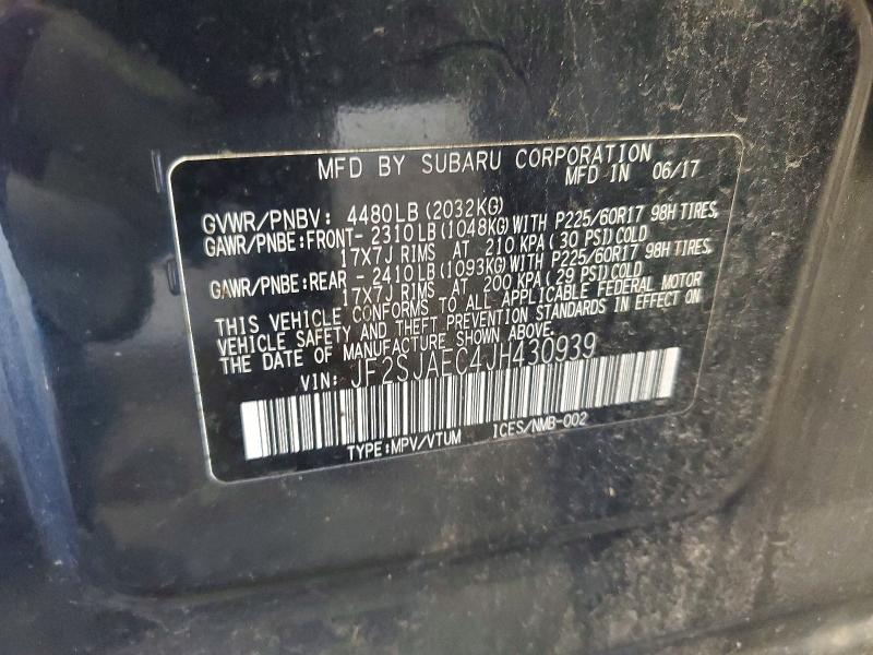 Aukcja sprzedaży 2018 Subaru Forester, vin: JF2SJAEC4JH430939, numer aukcji: 58324176
