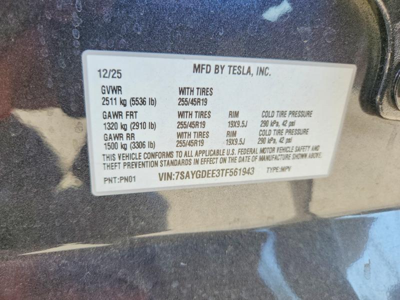 Продаж на аукціоні авто 2026 Tesla Model Y, vin: 7SAYGDEE3TF561943, номер лоту: 57601206