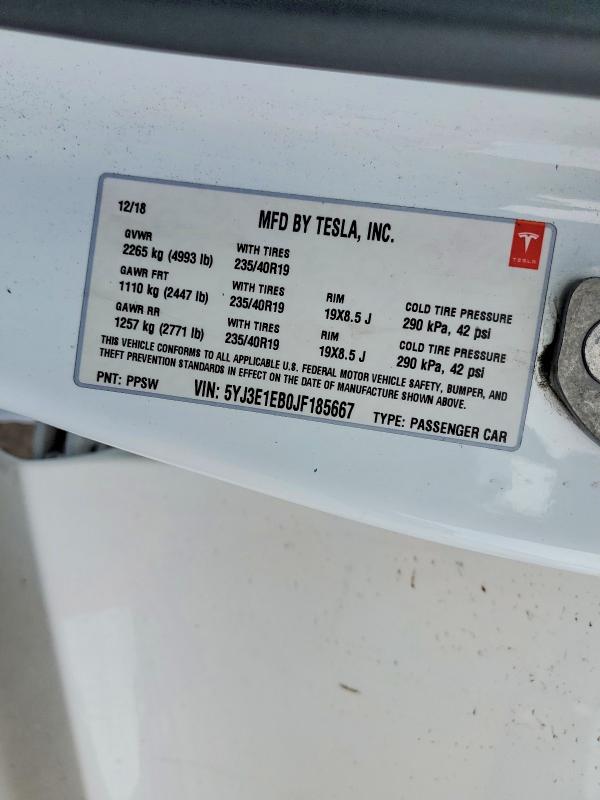Продаж на аукціоні авто 2018 Tesla Model 3, vin: 5YJ3E1EB0JF185667, номер лоту: 57322316