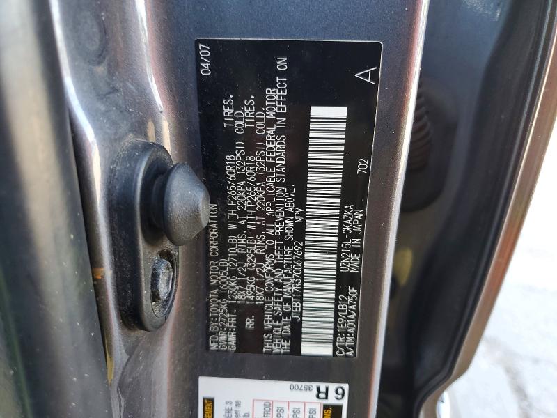 Aukcja sprzedaży 2007 Toyota 4runner, vin: JTEBT17R370067692, numer aukcji: 57402276