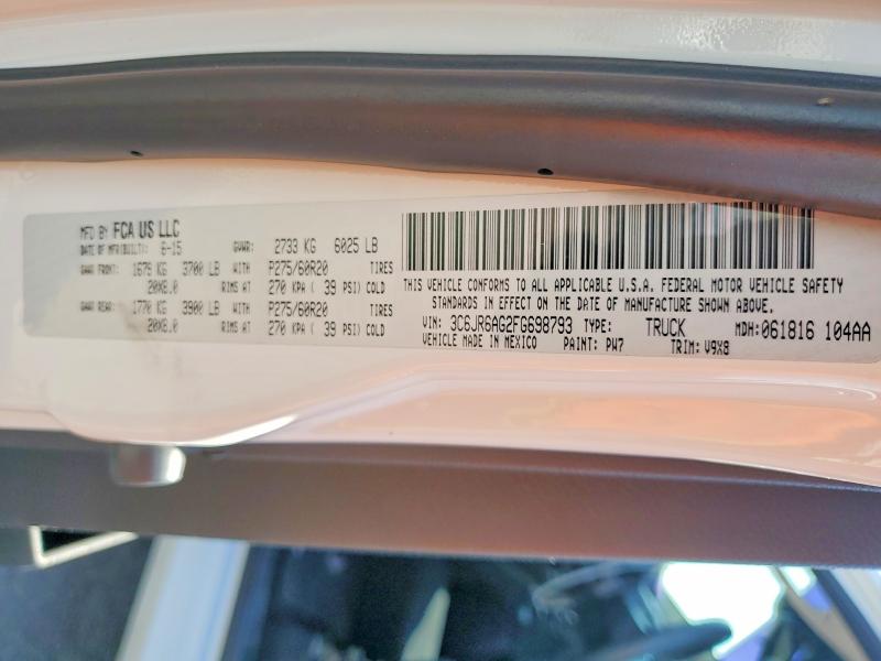 58276936 :رقم المزاد ، 3C6JR6AG2FG698793 vin ، 2015 Ram 1500 مزاد بيع