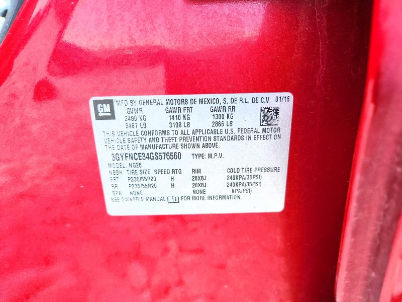 Aukcja sprzedaży 2016 Cadillac Srx, vin: 3GYFNCE34GS576560, numer aukcji: 59161616