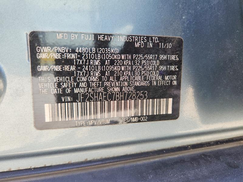 57395136 :رقم المزاد ، JF2SHAEC7BH728253 vin ، 2011 Subaru Forester مزاد بيع