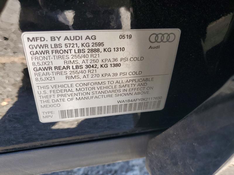 Продажа на аукционе авто 2019 Audi Sq5, vin: WA1B4AFY0K2117630, номер лота: 56547096