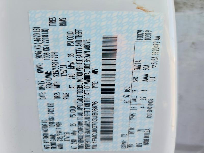 Aukcja sprzedaży 2016 Ford Escape, vin: 1FMCU0G70GUB06676, numer aukcji: 55725506