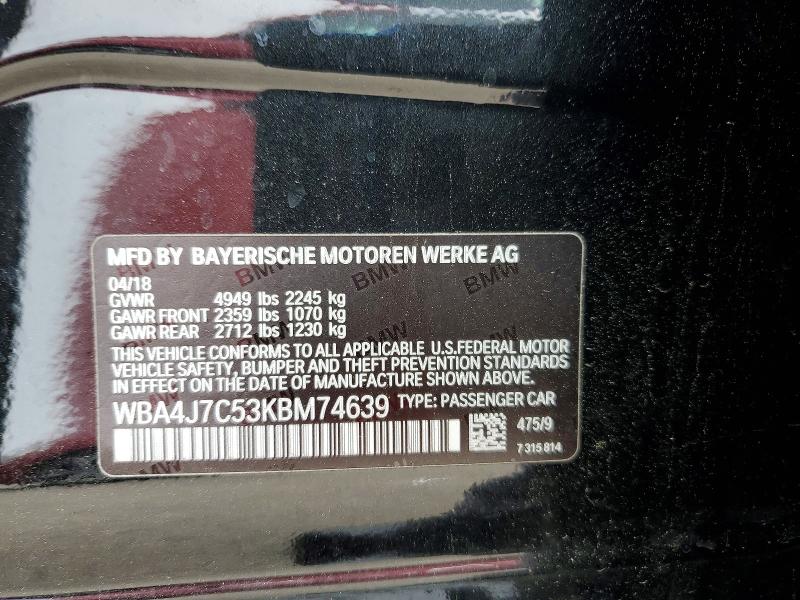 Продажа на аукционе авто 2019 Bmw 440xi, vin: WBA4J7C53KBM74639, номер лота: 58256916