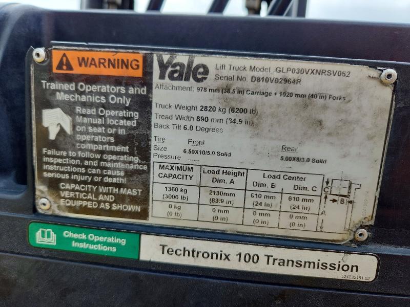 Продажа на аукционе авто 2017 Yale Lift Truck, vin: D810V02964R, номер лота: 57744666