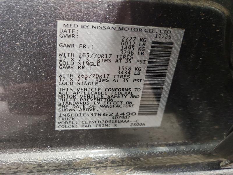 Продажа на аукционе авто 2026 Nissan Frontier, vin: 1N6ED1EK3TN621490, номер лота: 56636096
