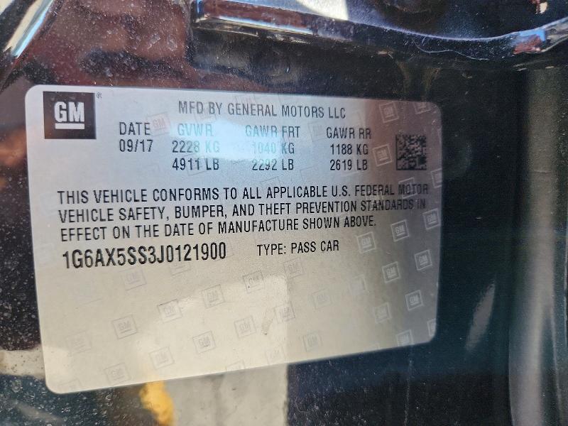 58561756 :رقم المزاد ، 1G6AX5SS3J0121900 vin ، 2018 Cadillac Cts مزاد بيع