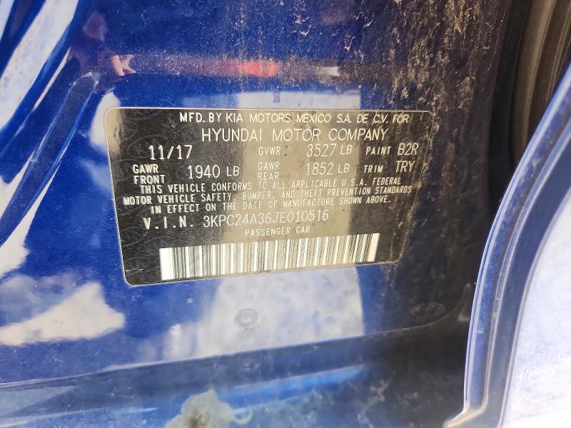 2018 Hyundai Accent მანქანა იყიდება აუქციონზე, vin: 3KPC24A36JE010516, აუქციონის ნომერი: 57126876