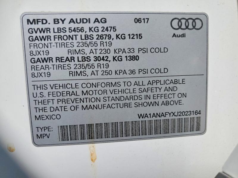 Продажа на аукционе авто 2018 Audi Q5, vin: WA1ANAFYXJ2023164, номер лота: 58125266