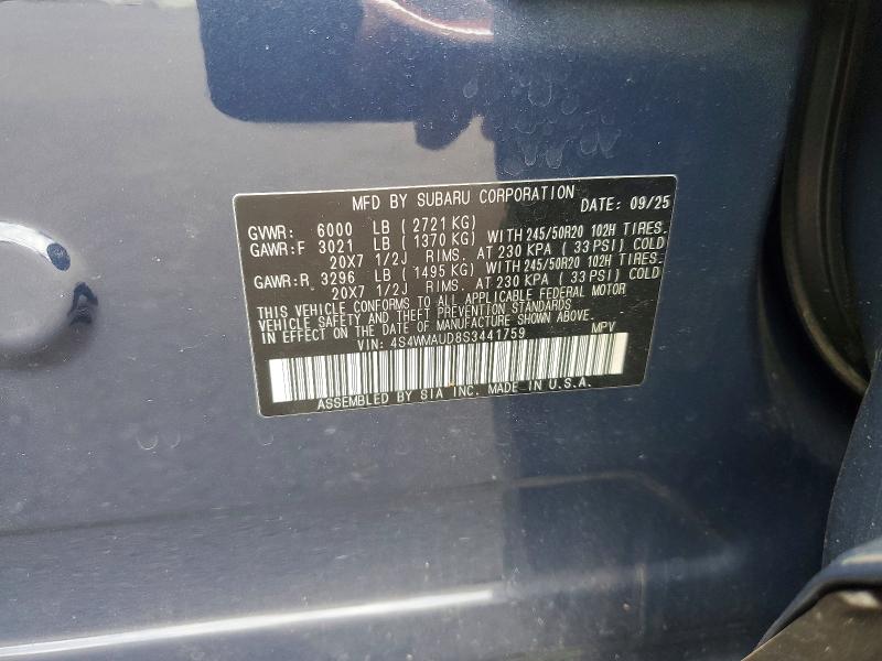 Aukcja sprzedaży 2025 Subaru Ascent, vin: 4S4WMAUD8S3441759, numer aukcji: 56654156