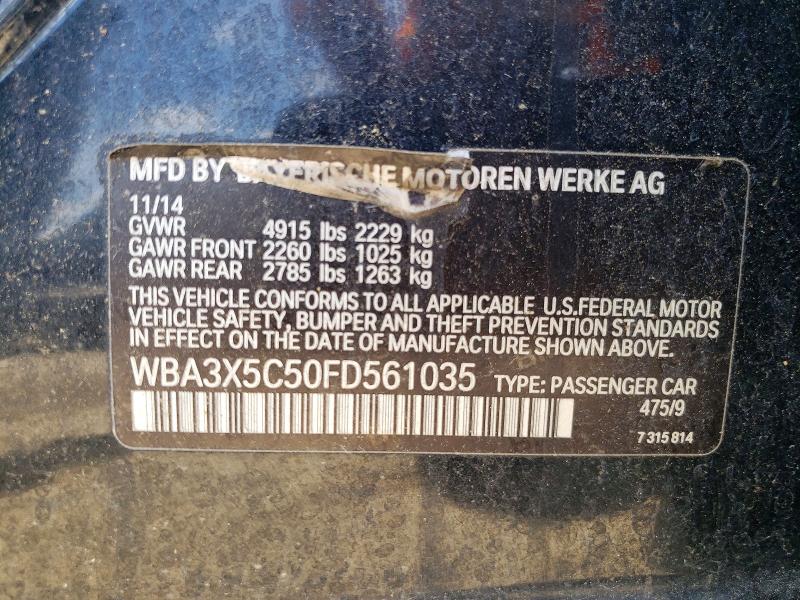 58391196 :رقم المزاد ، WBA3X5C50FD561035 vin ، 2015 Bmw 328 مزاد بيع