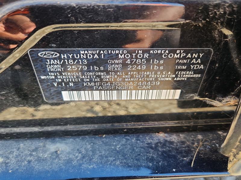 Продажа на аукционе авто 2013 Hyundai Azera, vin: KMHFG4JG3DA248439, номер лота: 56154836