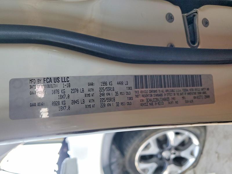 58123536 :رقم المزاد ، 3C4NJCCBXJT248035 vin ، 2018 Jeep Compass مزاد بيع