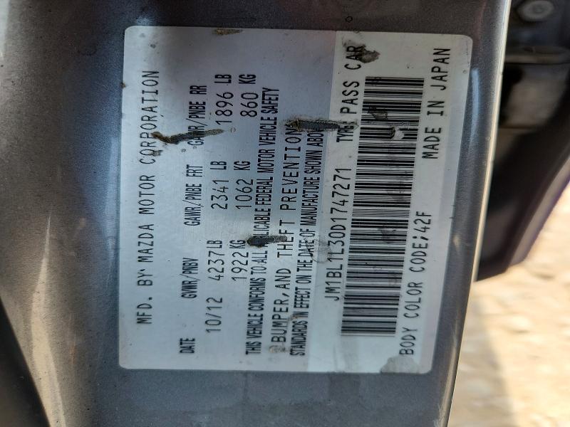 58392386 :رقم المزاد ، JM1BL1L30D1747271 vin ، 2013 Mazda Speed مزاد بيع