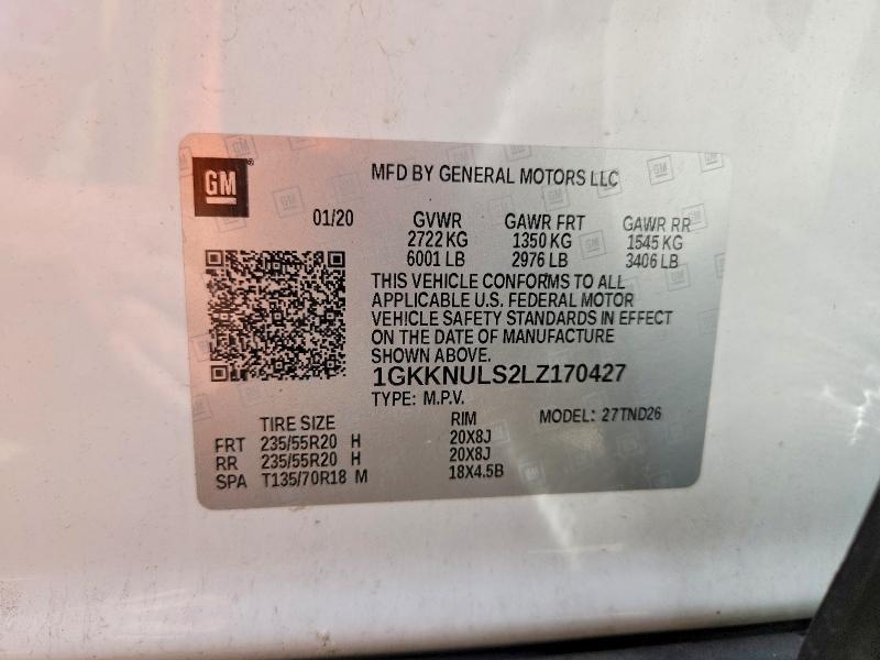Продаж на аукціоні авто 2020 Gmc Acadia, vin: 1GKKNULS2LZ170427, номер лоту: 56957706