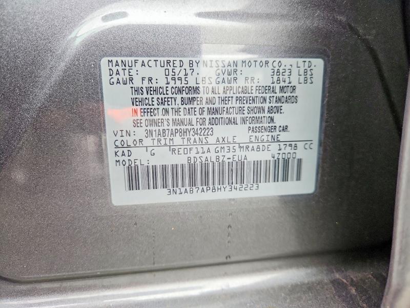 Aukcja sprzedaży 2017 Nissan Sentra, vin: 3N1AB7AP8HY342223, numer aukcji: 55643806