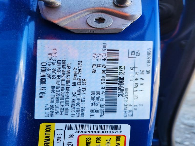 Aukcja sprzedaży 2018 Ford Fusion, vin: 3FA6P0HD8JR136722, numer aukcji: 56268666