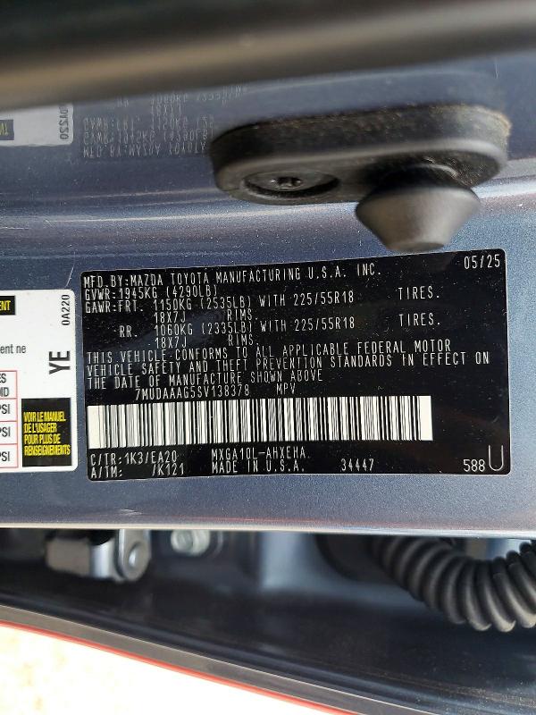 2025 Toyota Corolla Cross მანქანა იყიდება აუქციონზე, vin: 7MUDAAAG5SV138378, აუქციონის ნომერი: 54867766