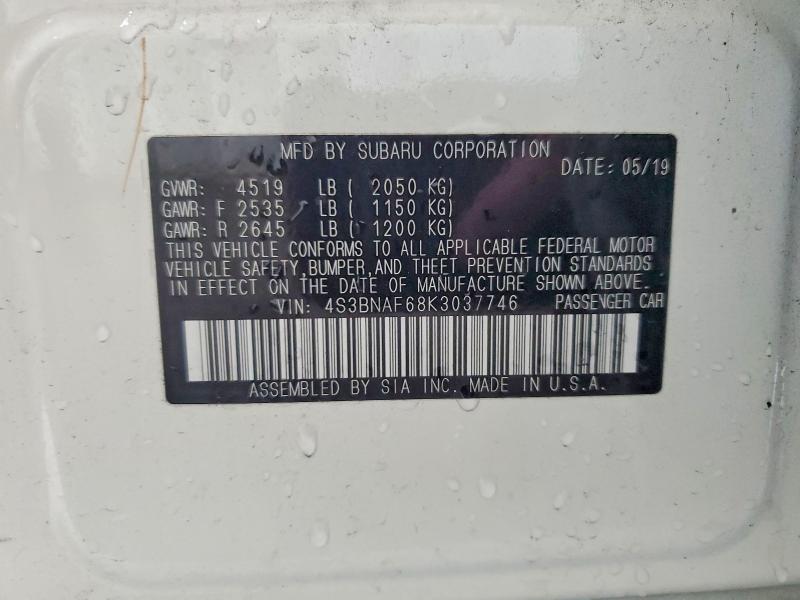 Aukcja sprzedaży 2019 Subaru Legacy, vin: 4S3BNAF68K3037746, numer aukcji: 57599186