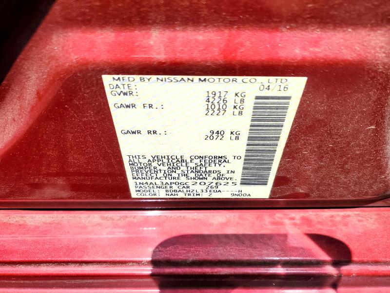 Aukcja sprzedaży 2016 Nissan Altima, vin: 1N4AL3AP0GC207625, numer aukcji: 58434136