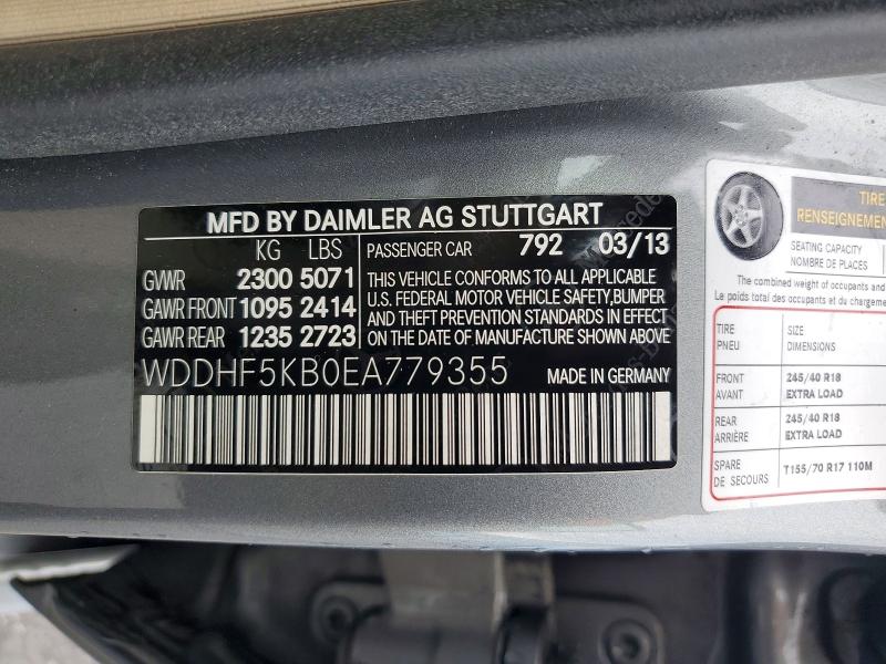 55886626 :رقم المزاد ، WDDHF5KB0EA779355 vin ، 2014 Mercedes-benz E مزاد بيع