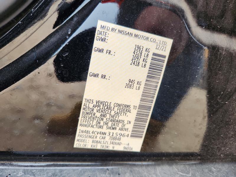 56336816 :رقم المزاد ، 1N4BL4CV4NN315964 vin ، 2022 Nissan Altima مزاد بيع
