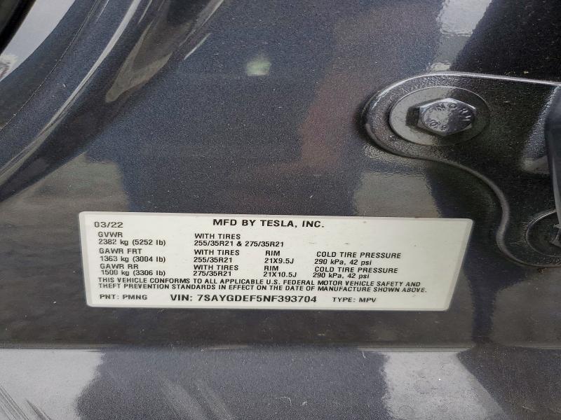 Aukcja sprzedaży 2022 Tesla Model Y, vin: 7SAYGDEF5NF393704, numer aukcji: 55433736