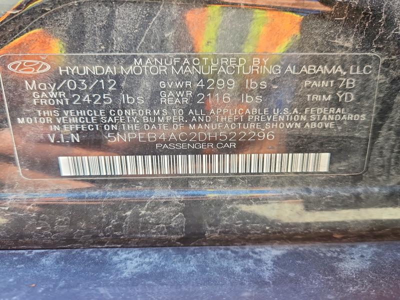 Продаж на аукціоні авто 2013 Hyundai Sonata, vin: 5NPEB4AC2DH522296, номер лоту: 55993216